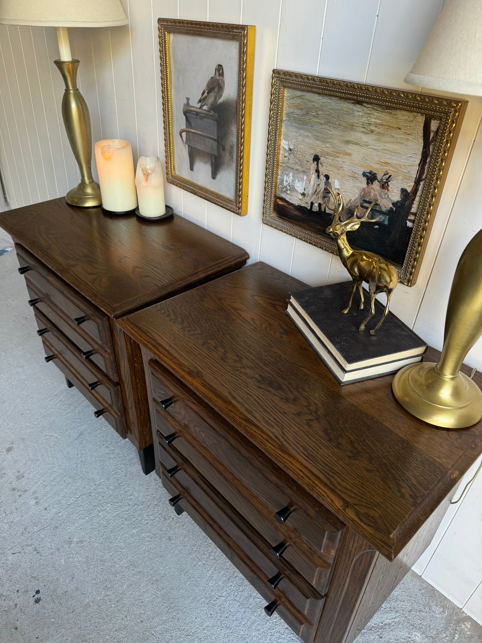 The Oak Nightstands in Espresso