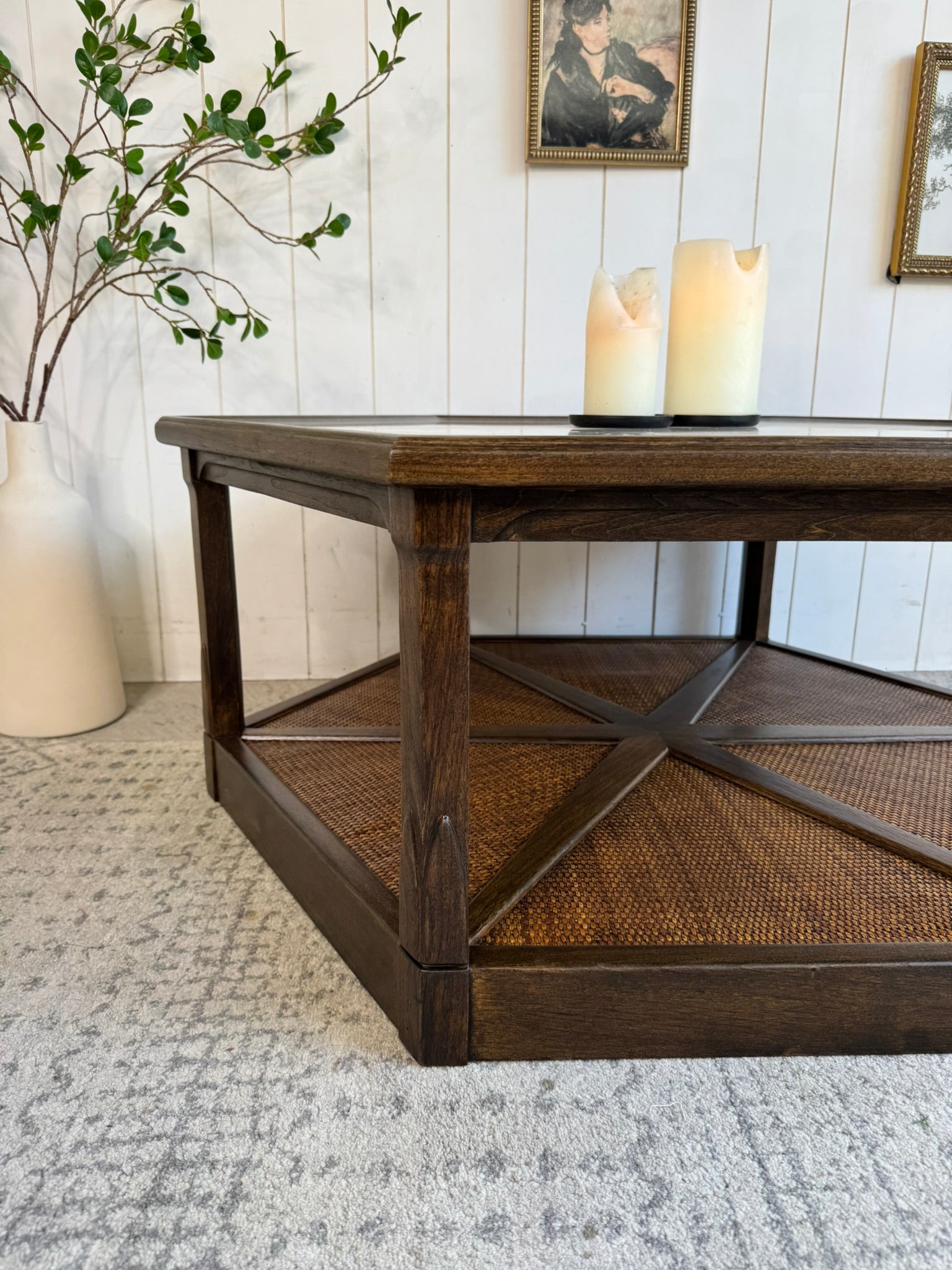 The Hexagon Coffee Table with Travertine Top